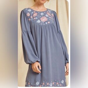 Savanna Jane Blue Floral Embroidered Dress NWT women’s size S